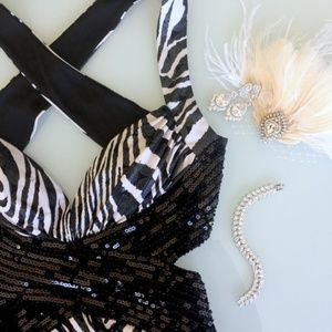 Stunning zebra animal print maxi dress.